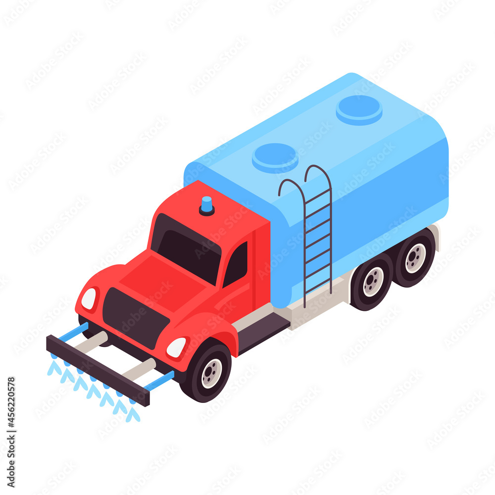 Street Flusher Isometric Icon Street Flusher Isometric Icon