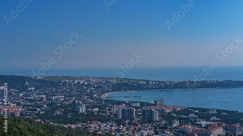 Panorama of the resort town of Gelendzhik. Bird's eye view Gelendzhik Bay vacation resort sea beach vacation © Zinesh
