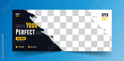 Fitness Web Banner Template, Gym Social Media Post