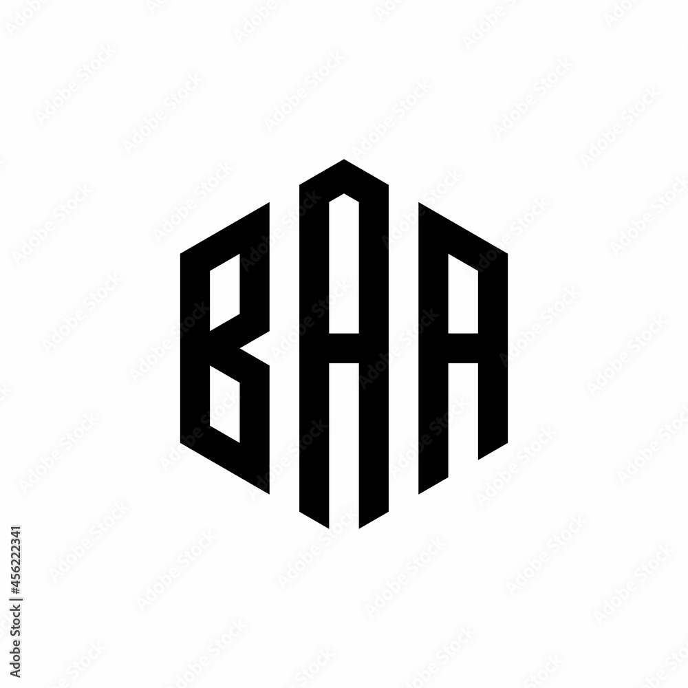BAA Initial three letter logo hexagon BAA Initial three letter logo hexagon