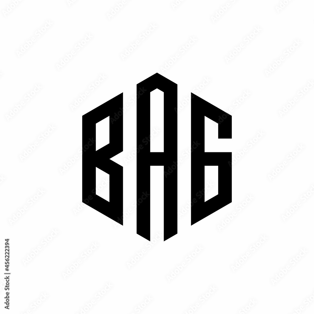 BAG Initial three letter logo hexagon BAG Initial three letter logo hexagon