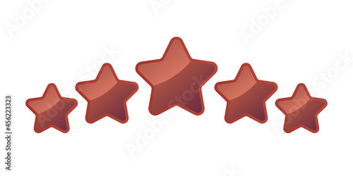 Five Bronze Shiny Stars - Amazing vector icon of five bronze rounded star suitable for game, animation, app, icon, sign, sticker, children book, decoration, and illustration in general - Vector Icon