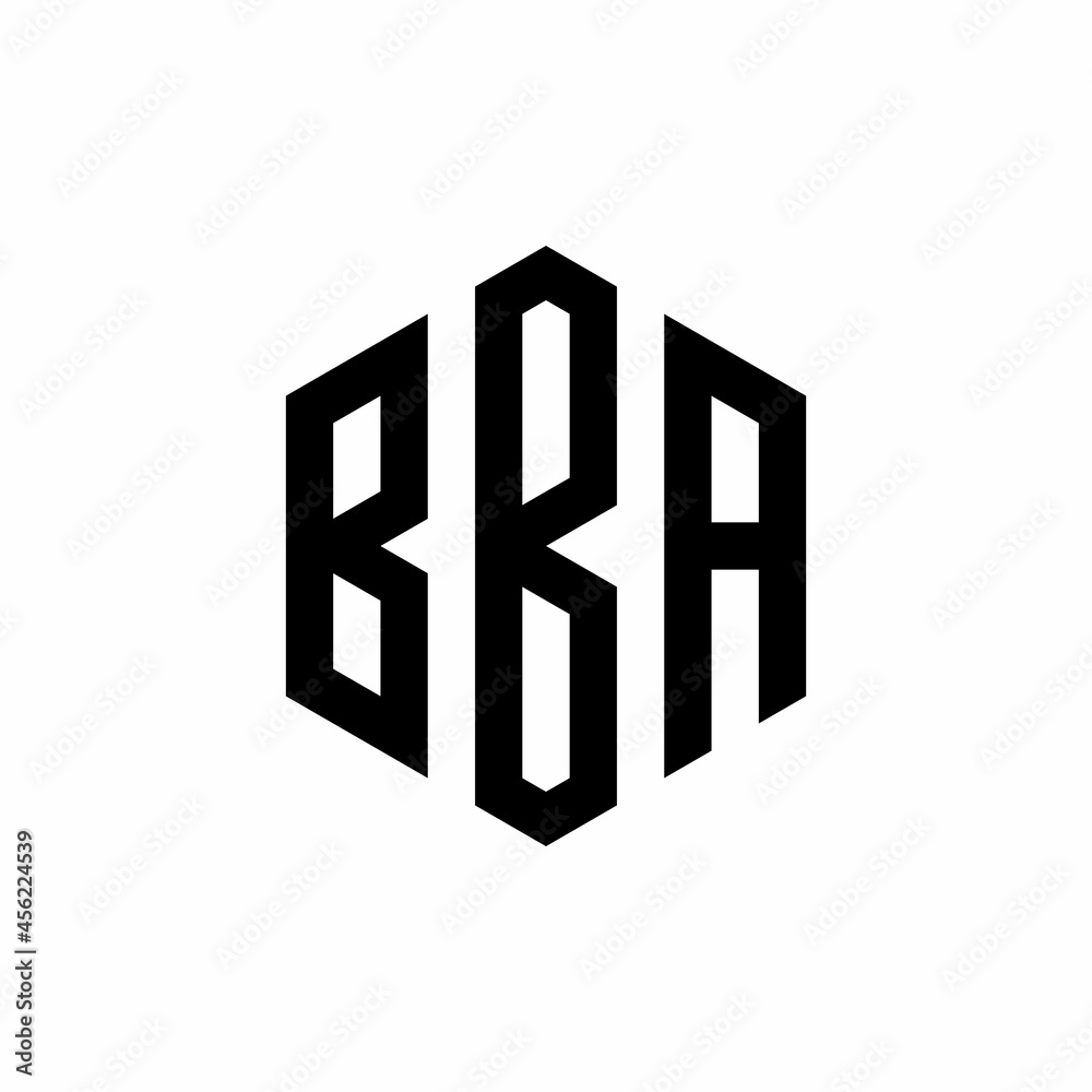 BBA Initial three letter logo hexagon BBA Initial three letter logo hexagon