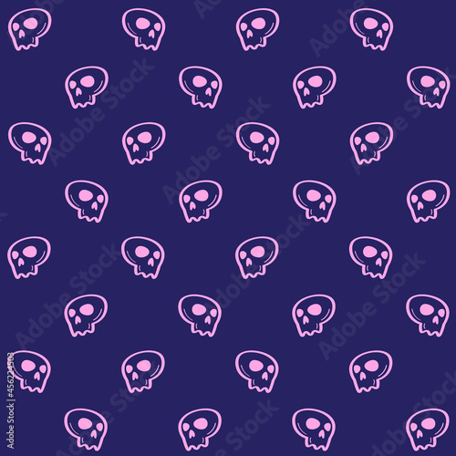Hand Drawn Skull Seamless Pattern - Amazing vector pattern of a cute skull suitable for background, fabric pattern, design asset, halloween, wrapping paper, wallpaper and illustration in general