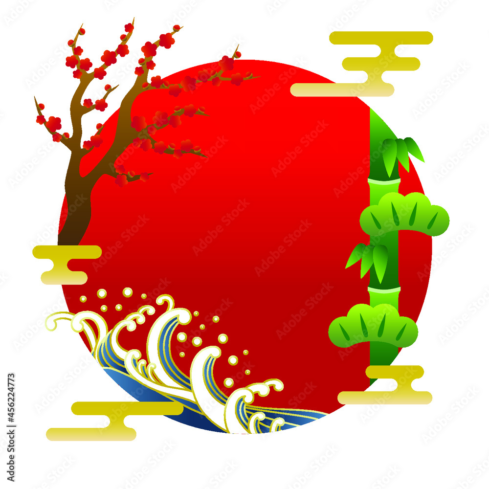 Obraz premium 浮世絵風の和風フレーム素材