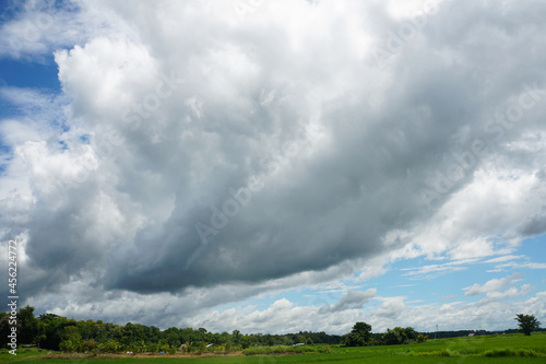 Nimbostratus clouds are dark  grey  featureless layers of cloud  thick enough to block out the Sun. Producing persistent rain.