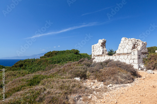 Rural summer landscape with ruins  Greece