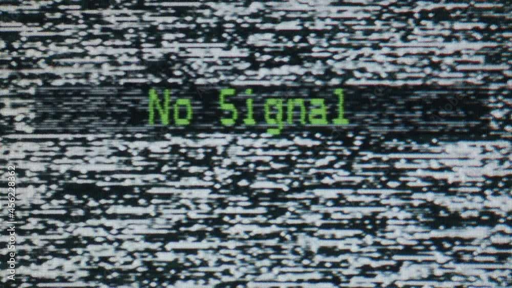 No Signal Screen Message With TV Static Noise in Background Retro CRT