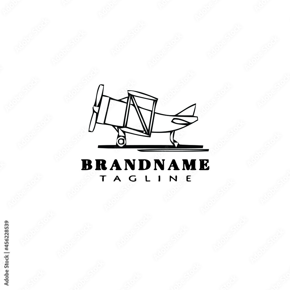 biplane logo flat icon design template black isolated vector illustration