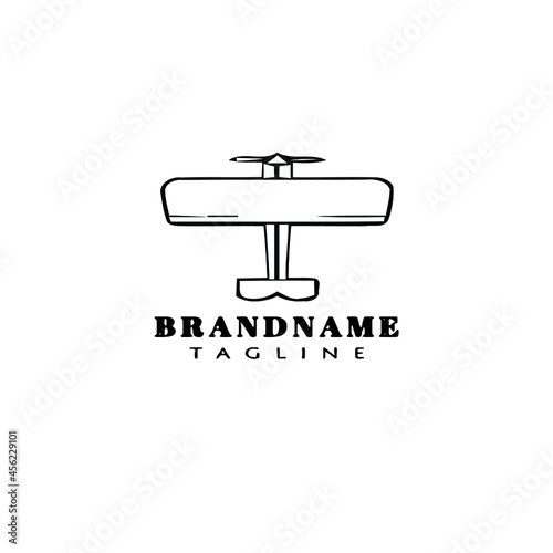biplane logo cartoon icon design template black isolated vector cute