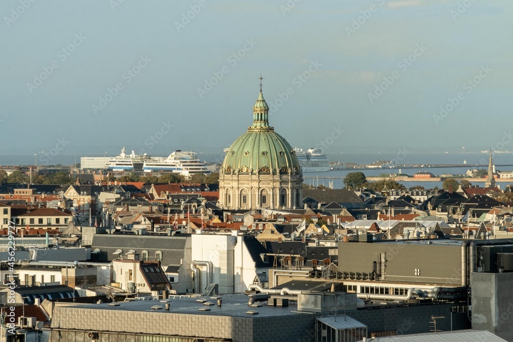 Copenhagen, Denmark. September 27, 2019: The church of Federico, better known by its popular name Marble Church.