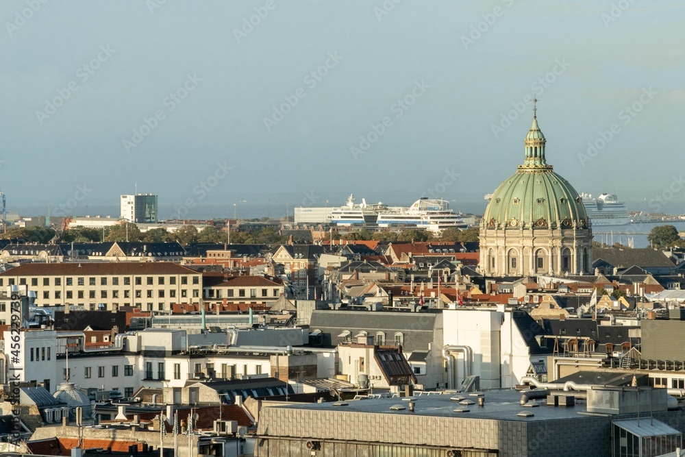 Copenhagen, Denmark. September 27, 2019: The church of Federico, better known by its popular name Marble Church.