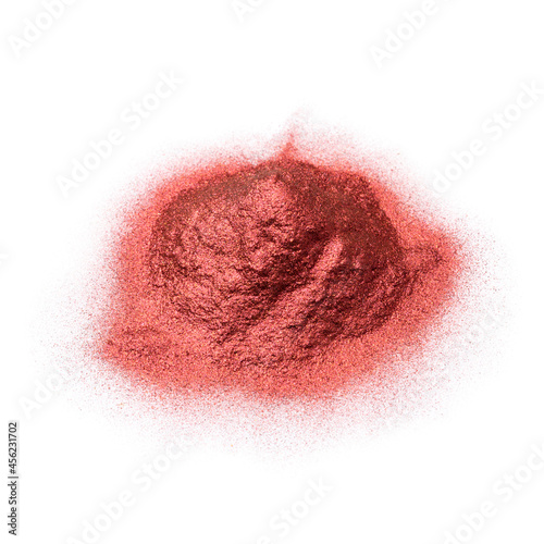 Heap of red powder pigment isolated on white background