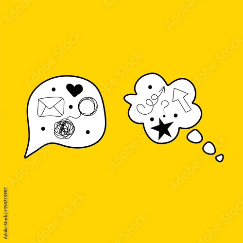 Two bubbles of comments. Communication in social networks concept