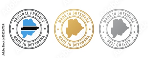 Made in Botswana - set of stamps with map and flag. Best quality. Original product.