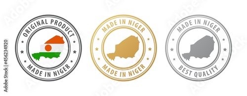 Made in Niger - set of stamps with map and flag. Best quality. Original product.