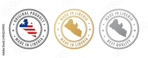 Made in Liberia - set of stamps with map and flag. Best quality. Original product.