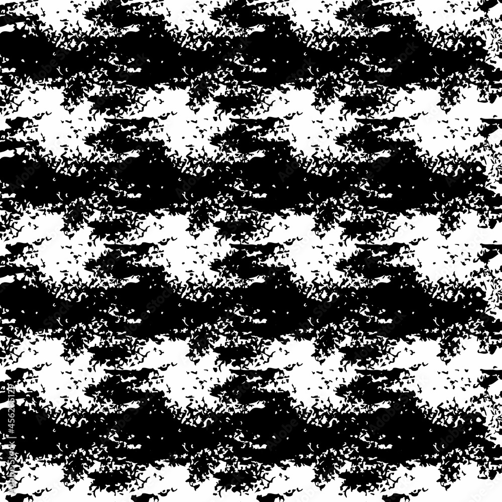 Fototapeta premium Vector Square Brush Seamless Pattern Plaid Grange Minimalist Check Geometric Design in Black Color. Modern Grung Collage Background for kids fabric and textile