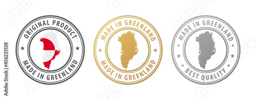 Made in Greenland - set of stamps with map and flag. Best quality. Original product.