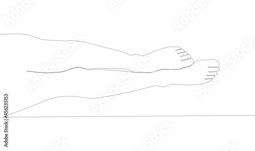 continuous line drawing of naked women legs. One line drawing abstract feet. minimalist contour