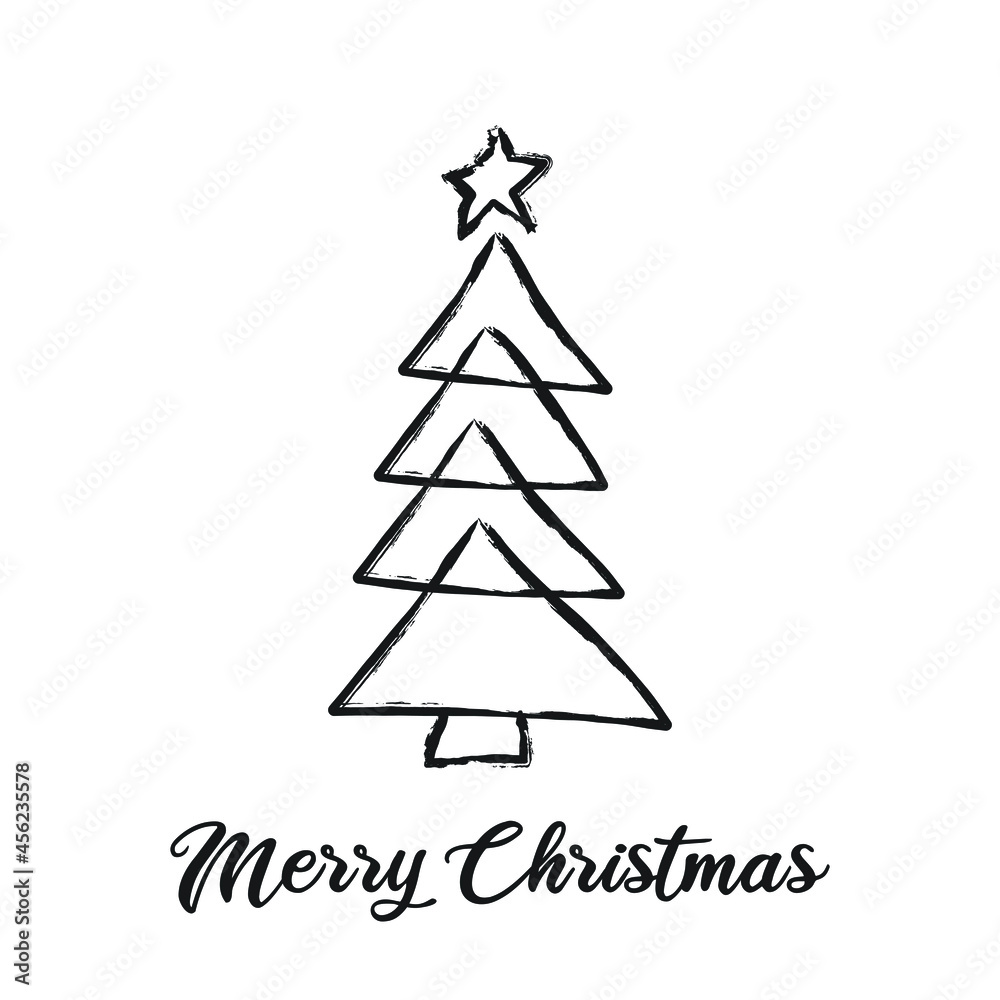 Christmas greeting cards blue and white hand-drawn lovely early gift. tree Christmas greeting cards blue and white hand-drawn lovely early gift. tree