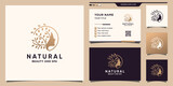 Natural beauty logo with unique concept and business card design Premium Vector