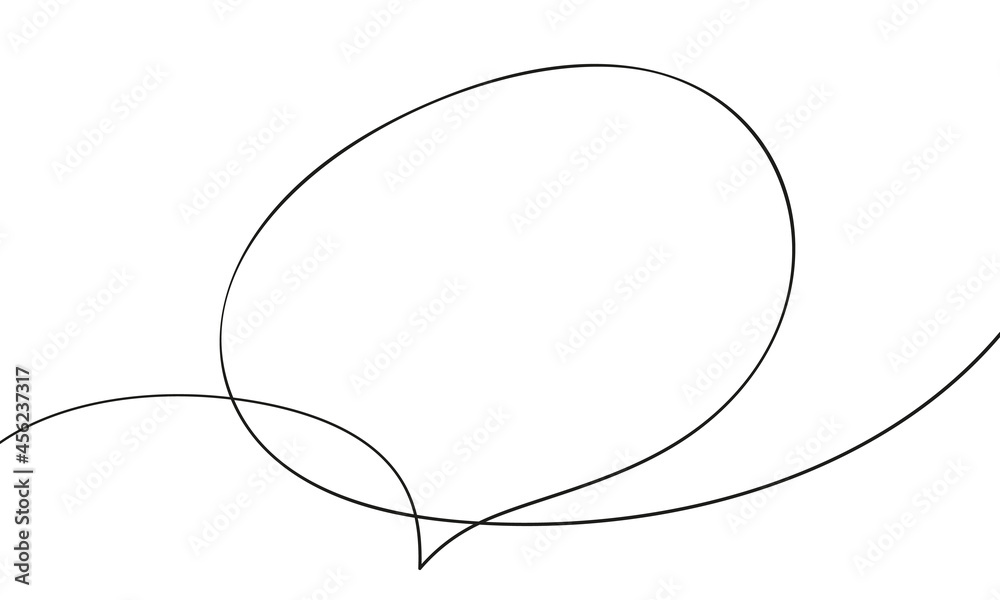 Speech bubble organic shape continuous one line drawing, Single line art drawing simple blank comic text box, Vector illustration Speech bubble organic shape continuous one line drawing, Single line art drawing simple blank comic text box, Vector illustration