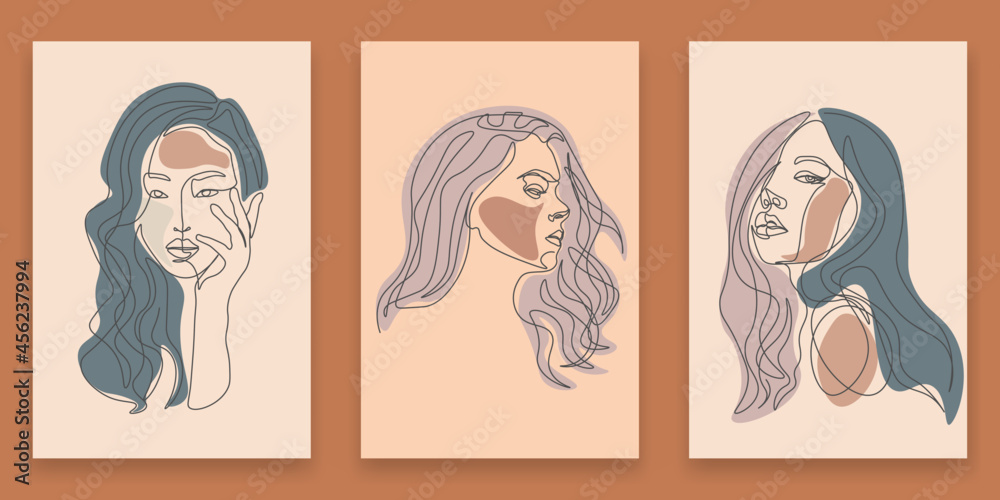 Surreal Faces Continuous line, drawing of set faces and hairstyle, fashion concept, woman beauty minimalist, vector illustration pretty sexy. Contemporary portrait Surreal Faces Continuous line, drawing of set faces and hairstyle, fashion concept, woman beauty minimalist, vector illustration pretty sexy. Contemporary portrait