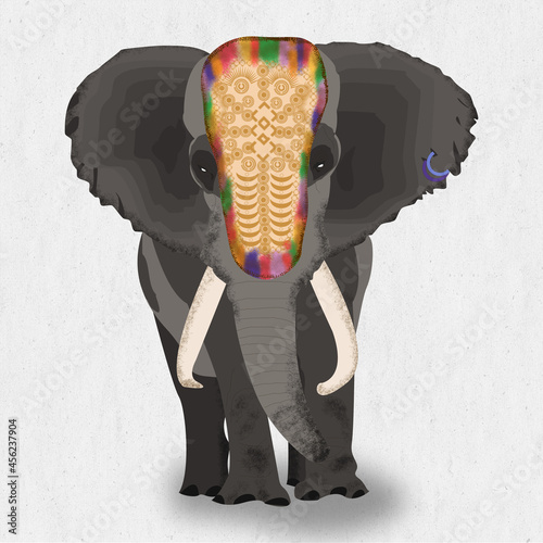 Vector illustration of a decorated indian elephant