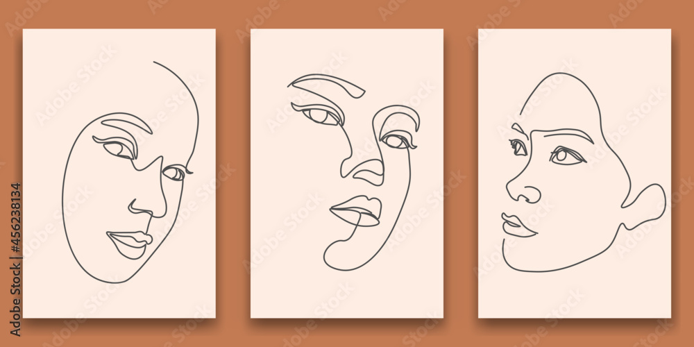Surreal Faces Continuous line, drawing of set faces and hairstyle, fashion concept, woman beauty minimalist, vector illustration pretty sexy. Contemporary portrait Surreal Faces Continuous line, drawing of set faces and hairstyle, fashion concept, woman beauty minimalist, vector illustration pretty sexy. Contemporary portrait
