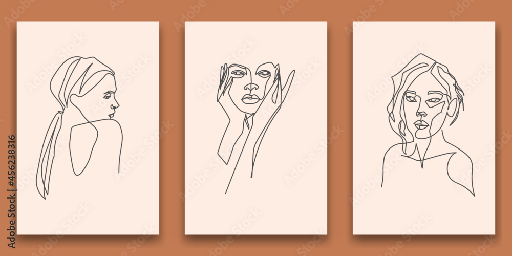 Surreal Faces Continuous line, drawing of set faces and hairstyle, fashion concept, woman beauty minimalist, vector illustration pretty sexy. Contemporary portrait Surreal Faces Continuous line, drawing of set faces and hairstyle, fashion concept, woman beauty minimalist, vector illustration pretty sexy. Contemporary portrait