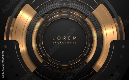 Abstract black and gold circle luxury background