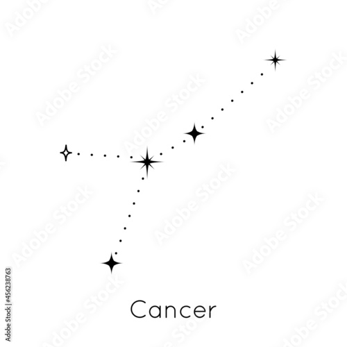 Zodiac constellation sign Cancer. Celestial Astrological Horoscope symbol on white background. Vector Illustration