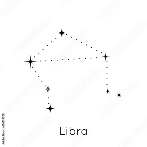 Zodiac constellation sign Libra. Celestial Astrological Horoscope symbol on white background. Vector Illustration