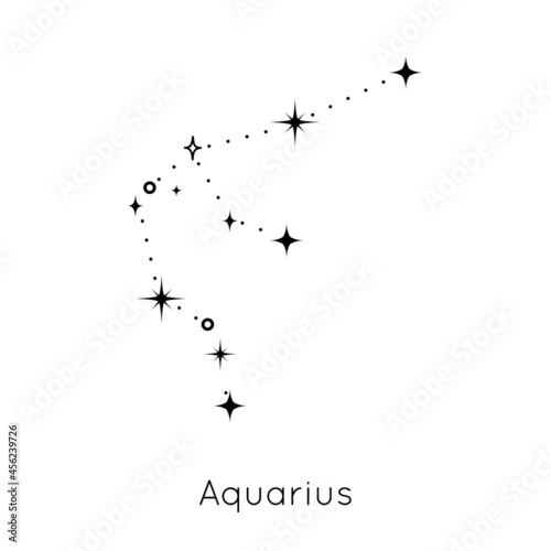 Zodiac constellation sign Aquarius. Celestial Astrological Horoscope symbol on white background. Vector Illustration