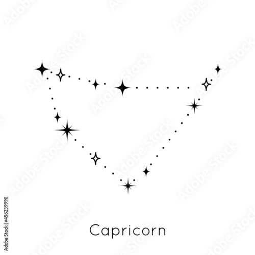 Zodiac constellation sign Capricorn. Celestial Astrological Horoscope symbol on white background. Vector Illustration