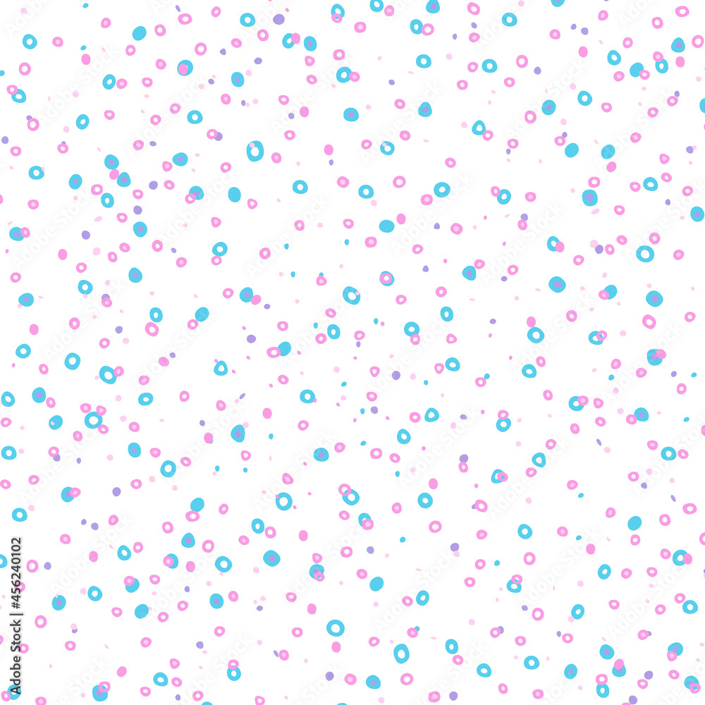 Vector texture pattern with pink and blue different sized holes, circles and dots. EPS 10