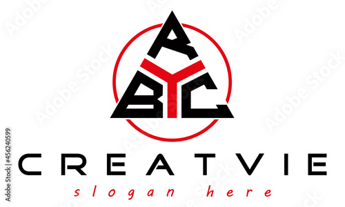 triangle badge with circle BRC letter  logo design vector, business logo, icon shape logo, stylish logo template