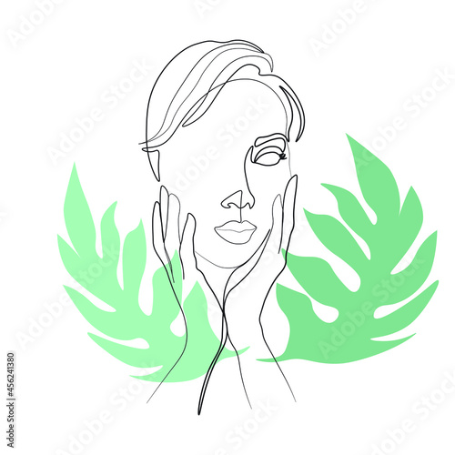 Surreal Faces Continuous line  drawing of set faces and hairstyle  fashion concept  woman beauty minimalist  vector illustration pretty sexy. Contemporary portrait