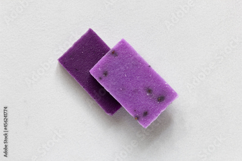 Top view natural lavender handcraft soap. photo