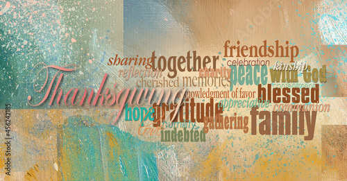 Wallpaper Mural Graphic Thanksgiving word montage against abstract brush stroke textured fall background Torontodigital.ca