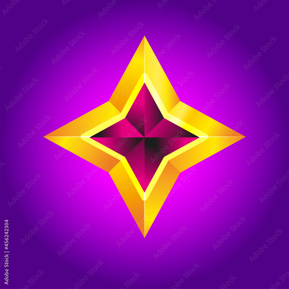 Shiny Gold Star. Christmas Illustration for design on white background Shiny Gold Star. Christmas Illustration for design on white background