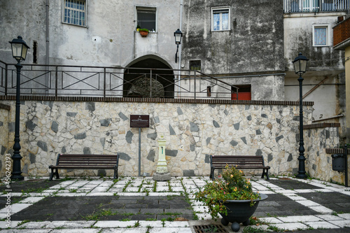 A small square in Contursi, an old town in the province of Salerno, Italy.