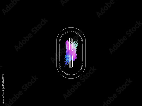 Letter QB Logo, Creative qb q b  Logo Icon Vector for floral wedding, anniversary celebration
