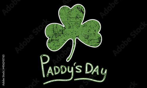 paddys day green clover vintage irish design st patricks distressed shamrock isolated on black background