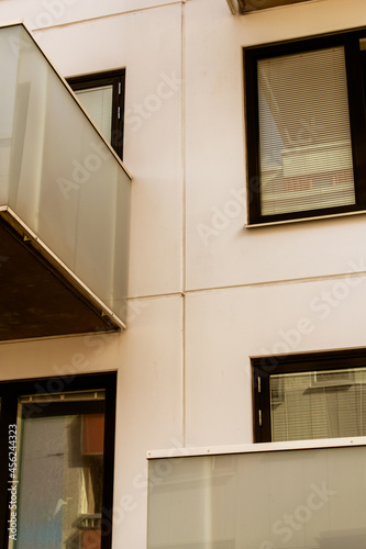 Cuadro en lienzo Closeup of a tile wall facade of a modern building in Vita Bjorn in Majorna, Got
