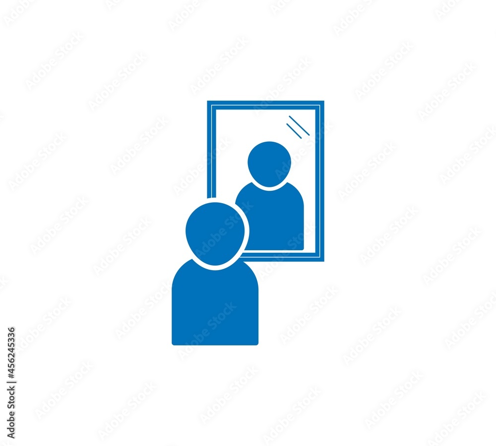 Man in front mirror icon vector isolate. Man in front mirror icon vector isolate.