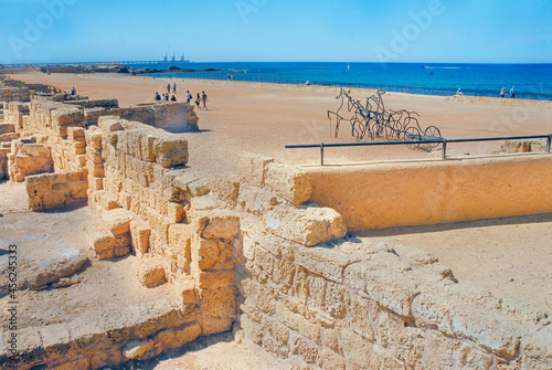 Roman Hippodrome ruins in Caesarea, a millenary and biblical city built by King Herodes, the Great, around 20 B.C.. Israel, Aug 2008  photo