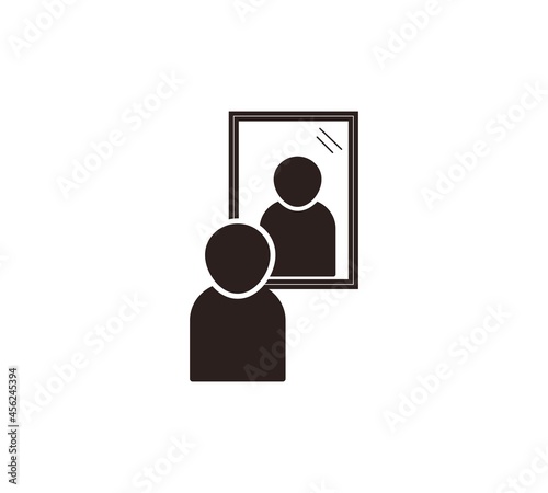 Man in front mirror icon vector isolate.