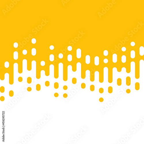 Abstract seamless vector transition of two colors. Rounded lines blended in. Pattern of white and amber lines. Looks like dipping paint or rain. Vector illustration on amber background